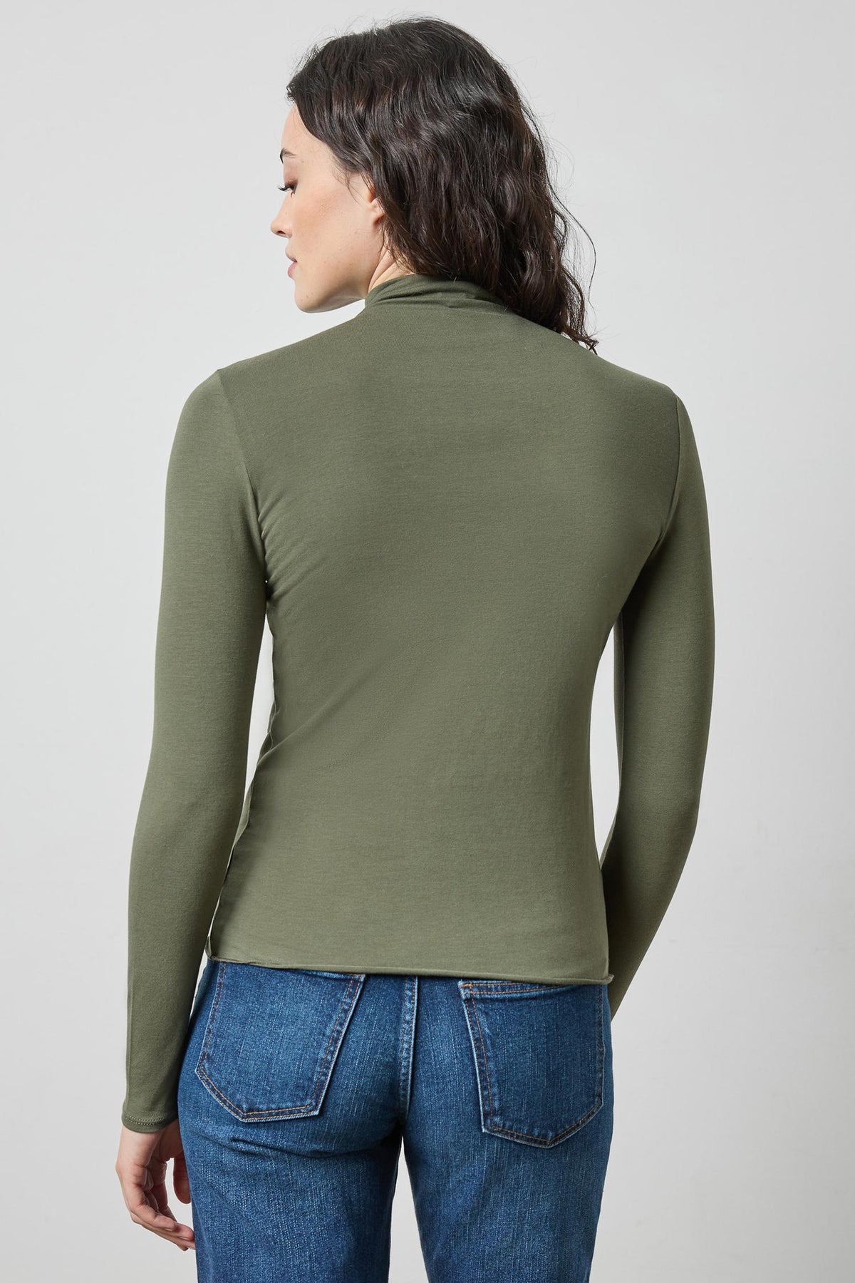 Long Sleeve Funnel Neck in color Fir Image A2