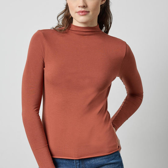 Long Sleeve Funnel Neck in color Spice Image A1