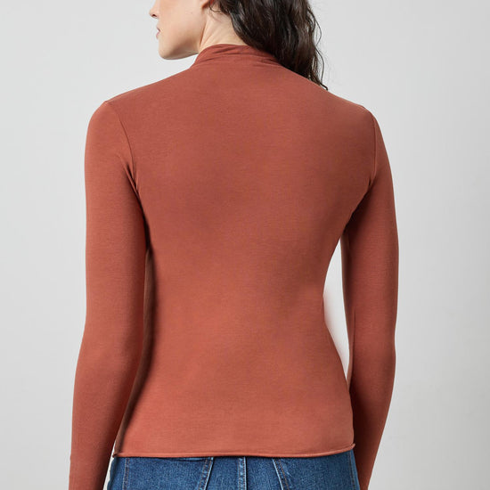 Long Sleeve Funnel Neck in color Spice Image A2
