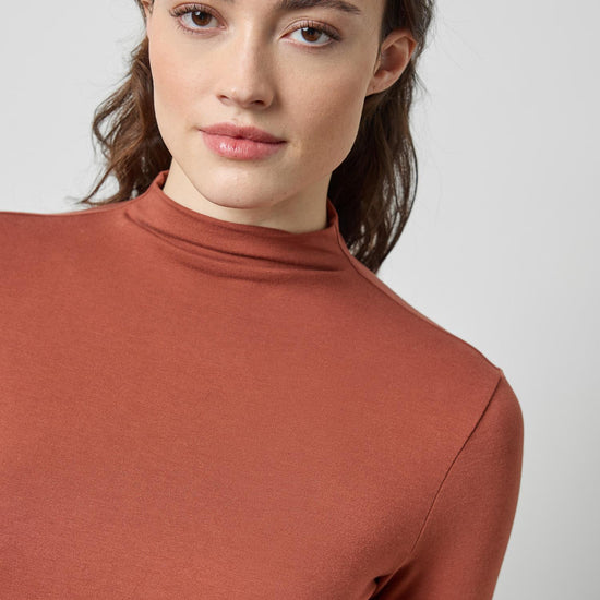 Long Sleeve Funnel Neck in color Spice Image A3