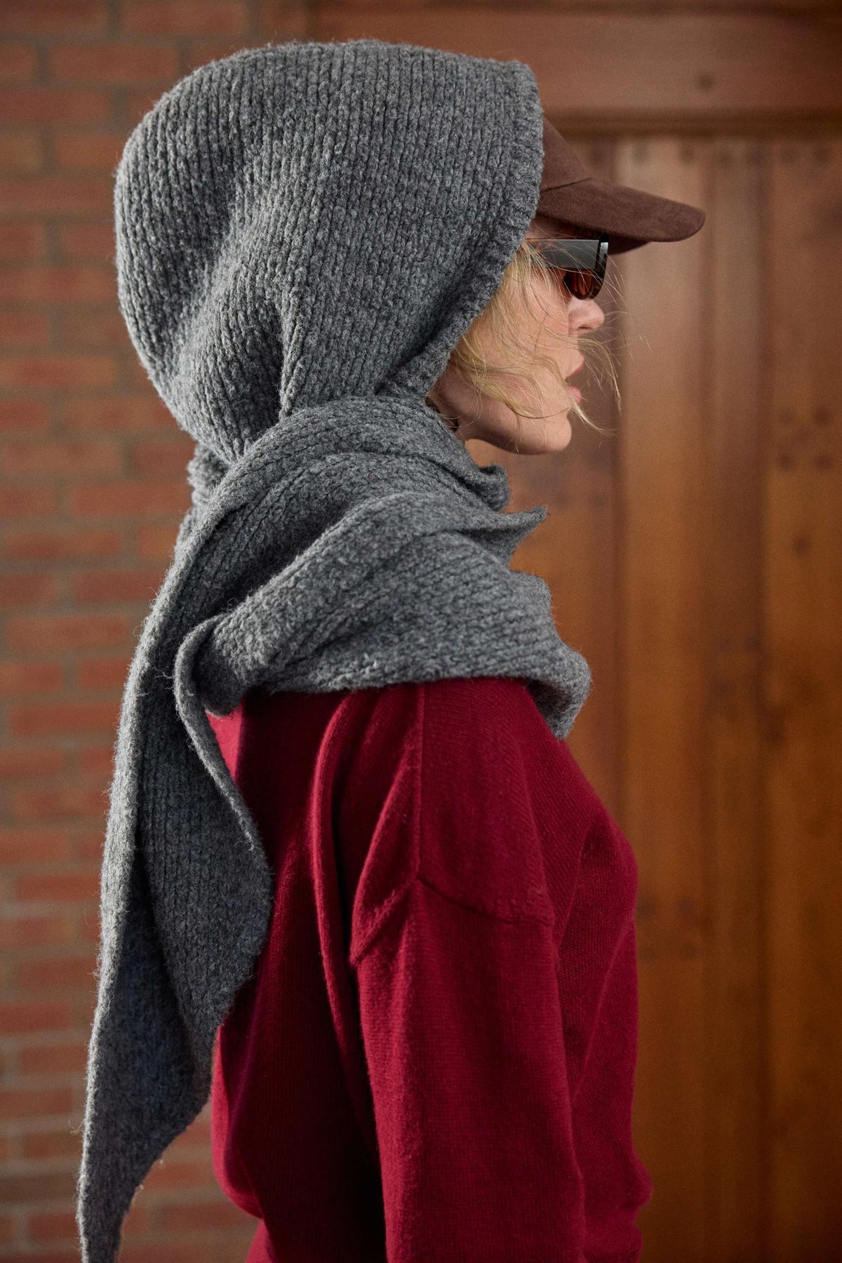 Lofty Hooded Scarf in color Charcoal Image C1