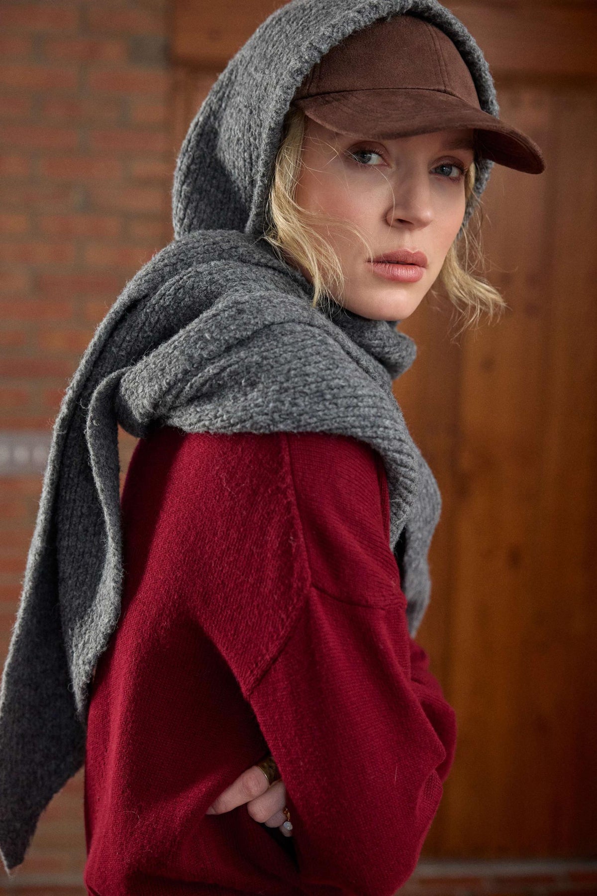 Lofty Hooded Scarf in color Charcoal Image C2