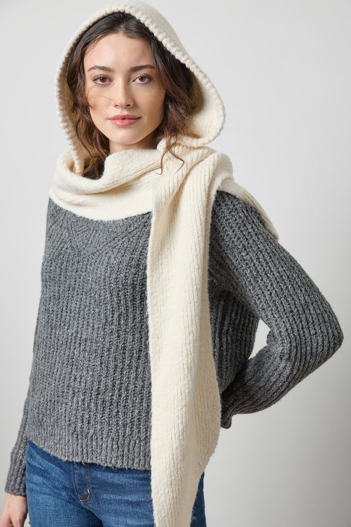 Lofty Hooded Scarf in color Ivory Image A1