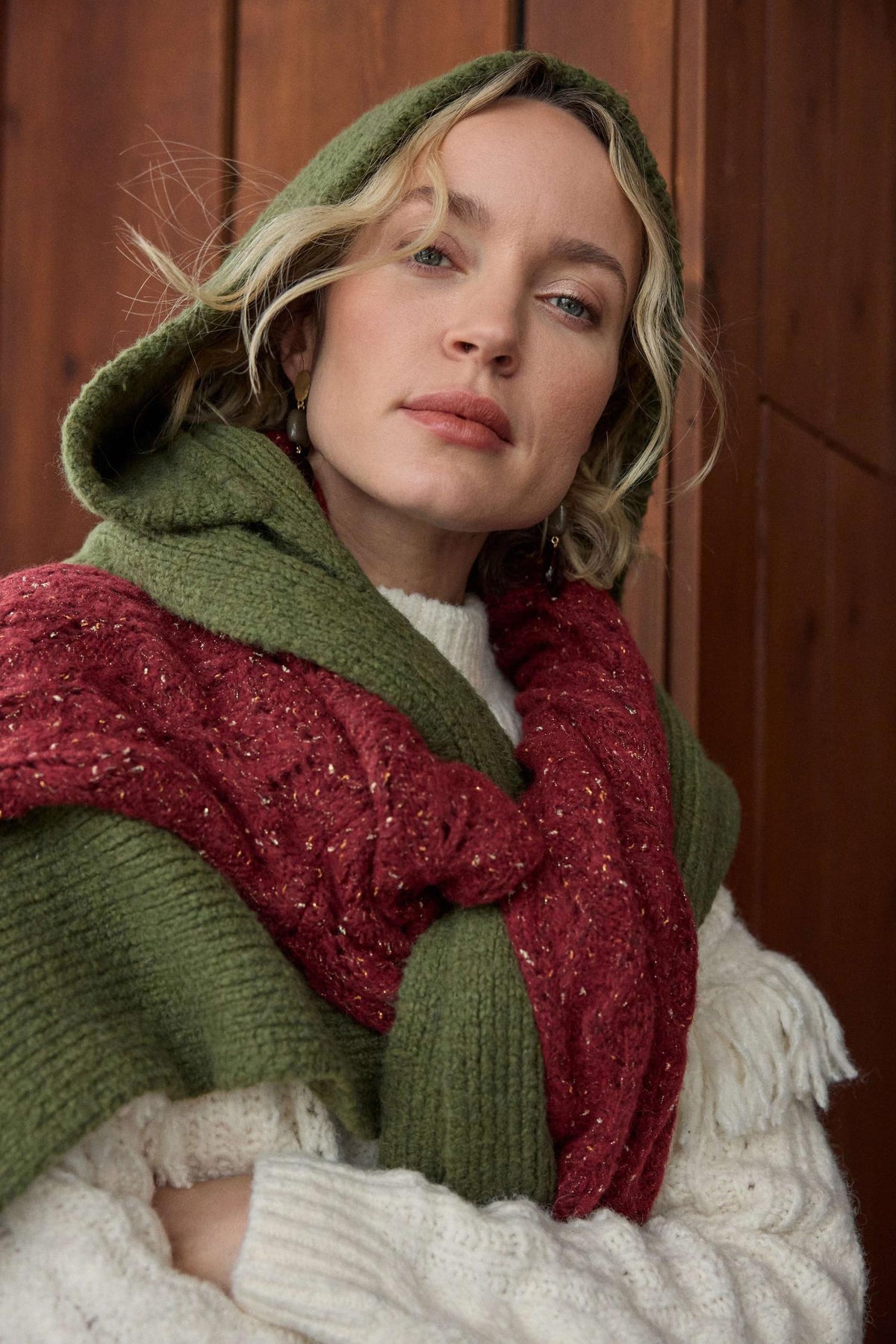 Lofty Hooded Scarf in color Loden Image C1