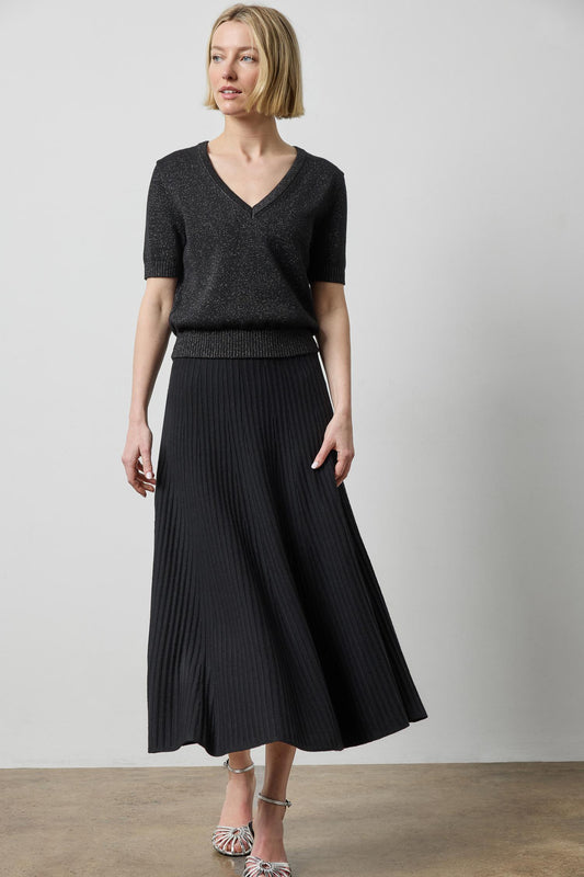Knit Flared Skirt in color Black Image A0
