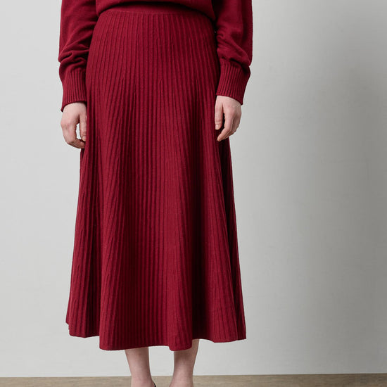 Knit Flared Skirt in color Wineberry Image A1