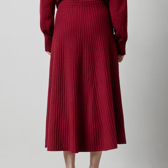 Knit Flared Skirt in color Wineberry Image A2