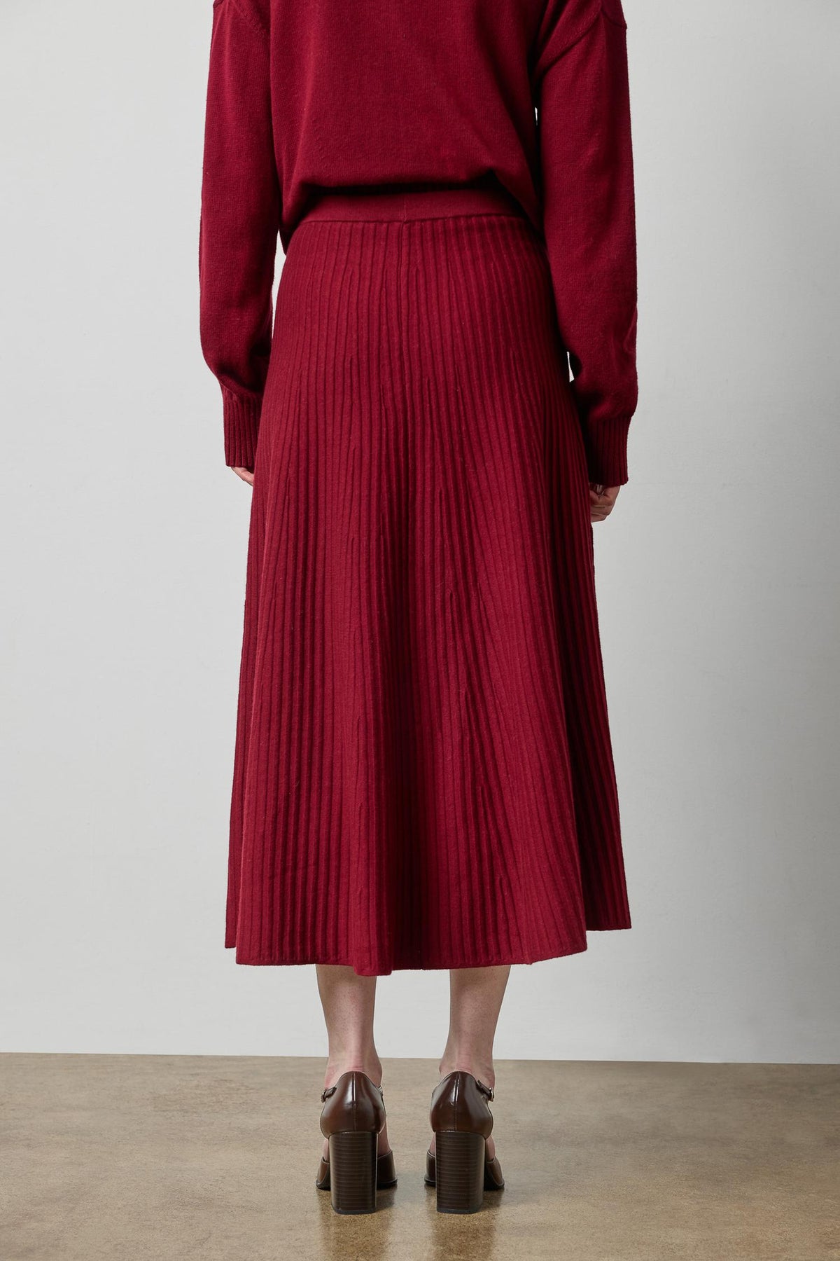 Knit Flared Skirt in color Wineberry Image A2