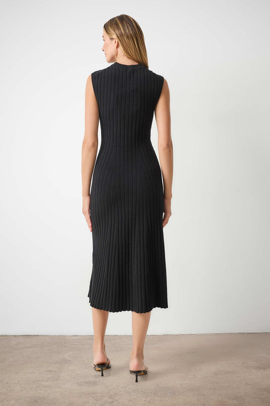 Midi Flare Dress in color Black Image A2