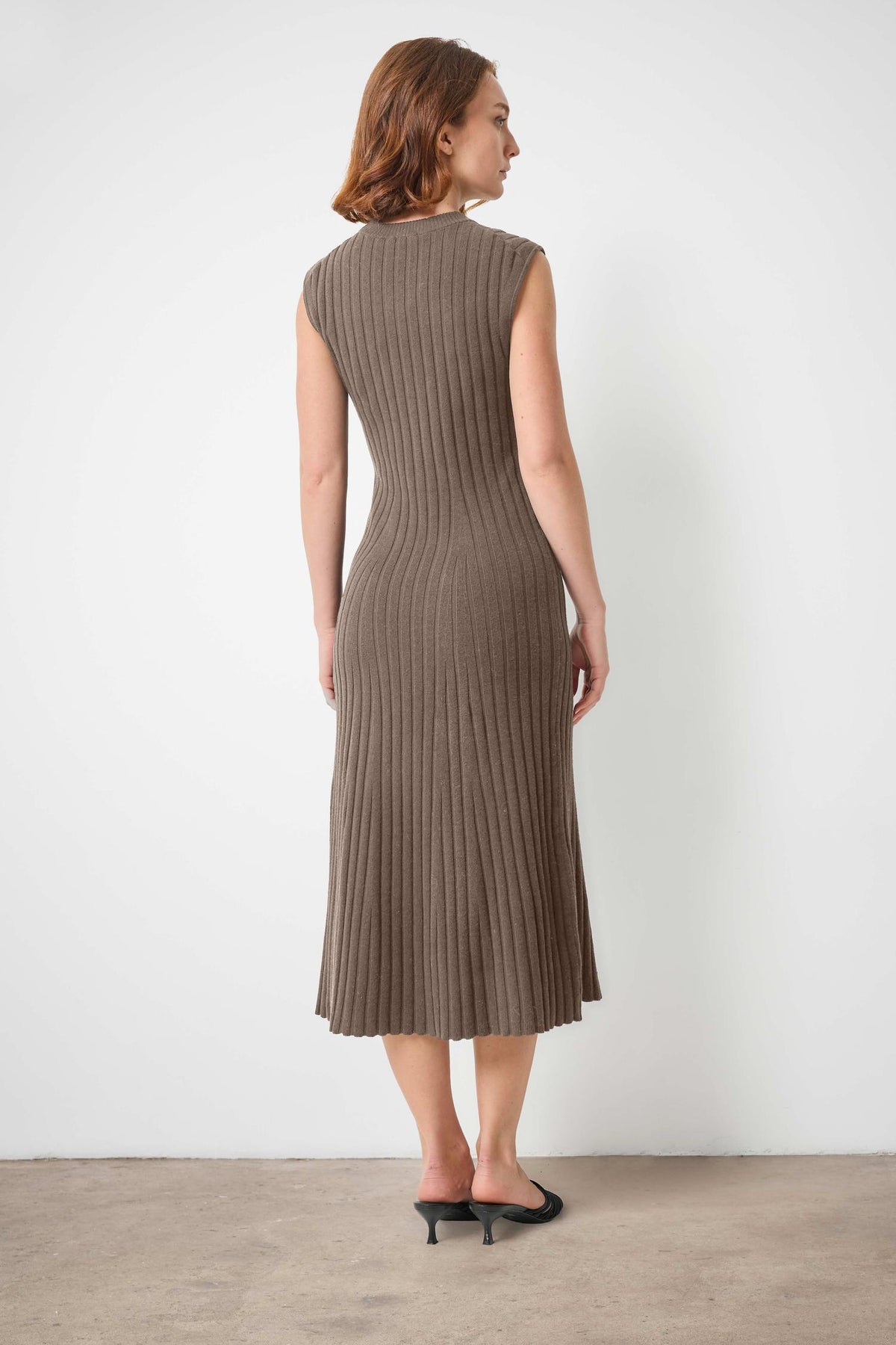 Midi Flare Dress in color Mink Image A2