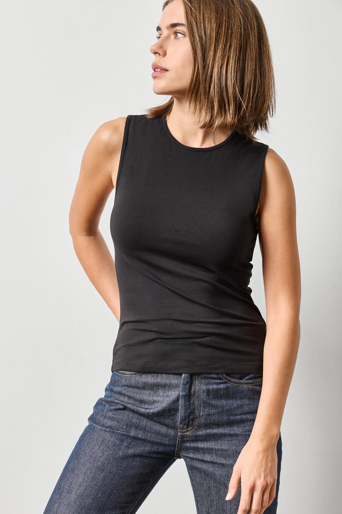 High Neck Tank in color Black Image A1