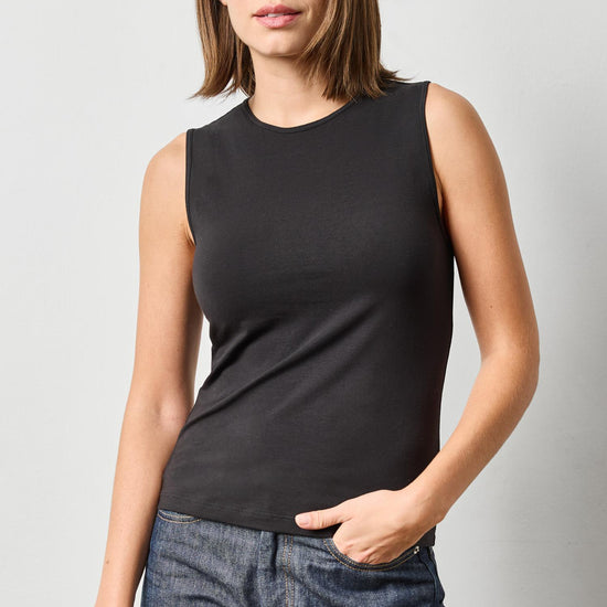 High Neck Tank in color Black Image A3