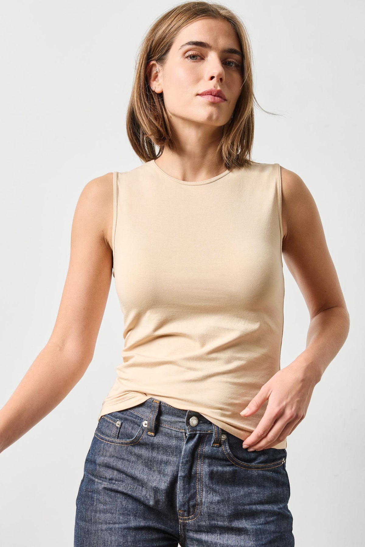 High Neck Tank in color Nude Image A3