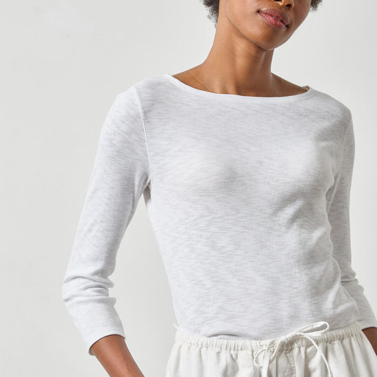 Rib Slub Boatneck in color White Image A1