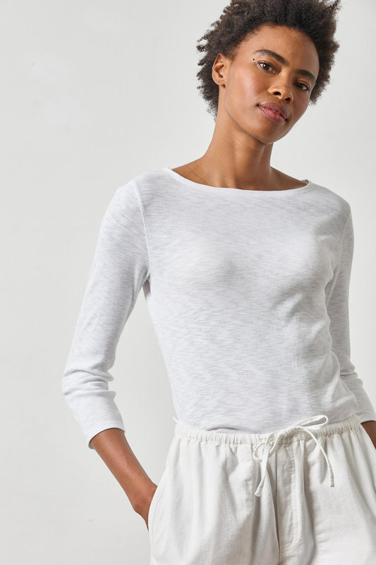 Rib Slub Boatneck in color White Image A1