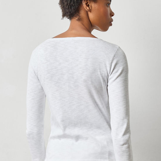 Rib Slub Boatneck in color White Image A2