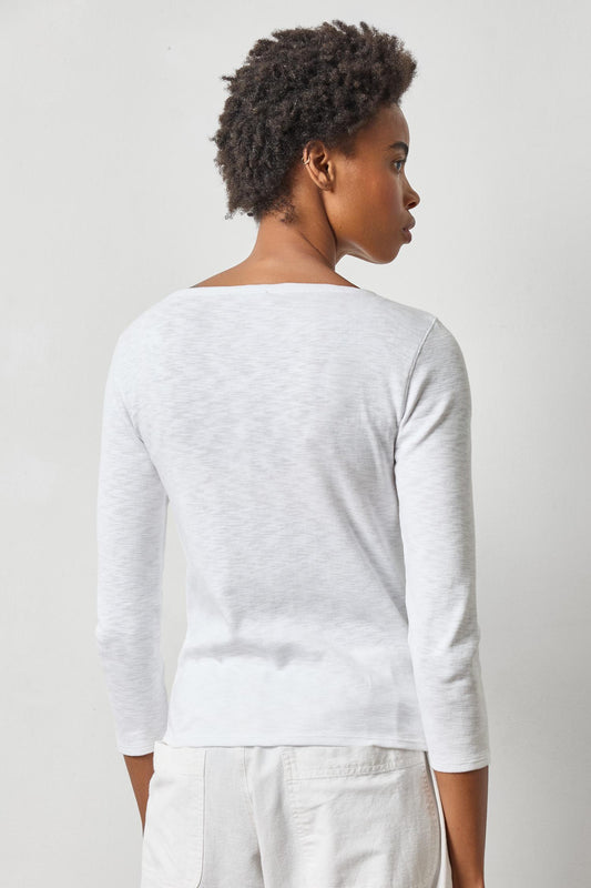 Rib Slub Boatneck in color White Image A2
