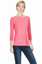 3/4 Sleeve Boatneck Tee Womens Top Sunset A1