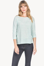 3/4 Sleeve Boatneck Womens Top Seaglass Nep A1