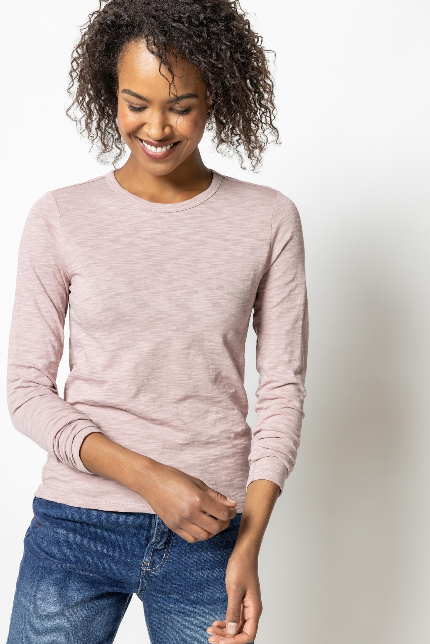 Long Sleeve Crew Womens Top Dusty Rose A1