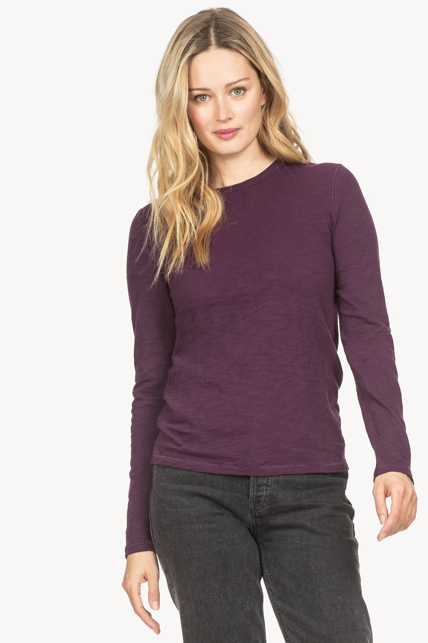 Long Sleeve Crew Womens Top Plum A1