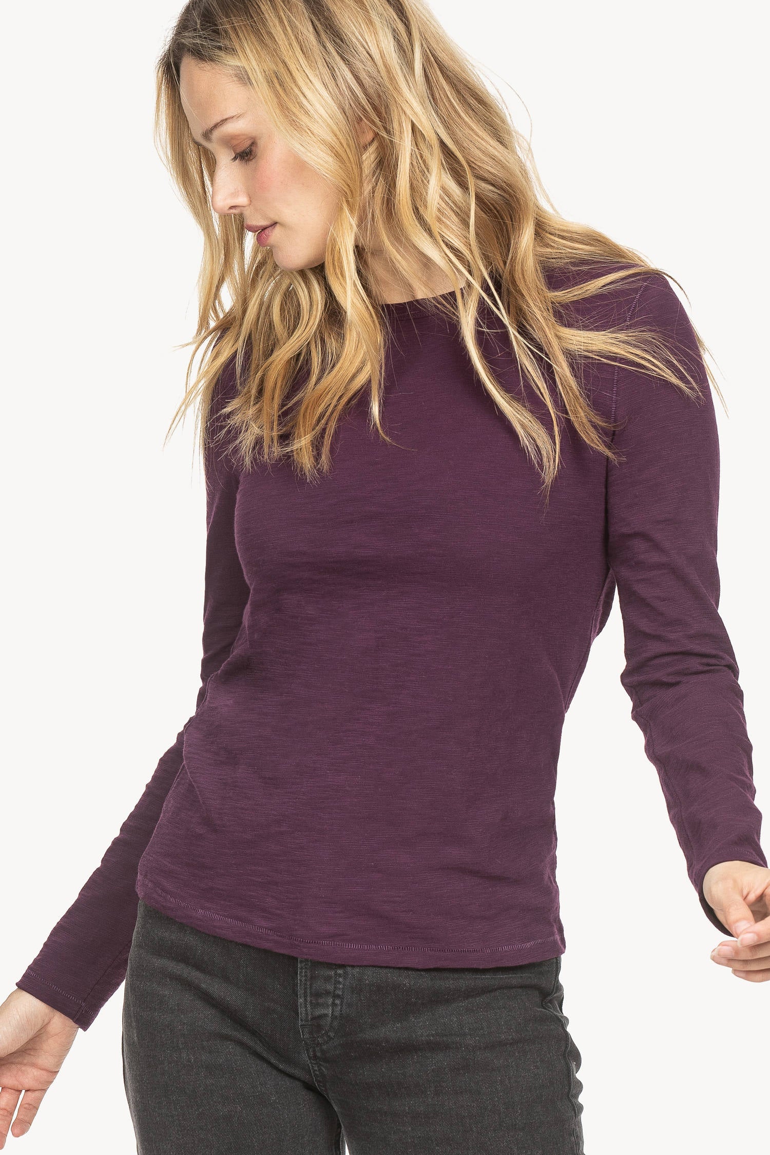 Long Sleeve Crew Womens Top Plum A5