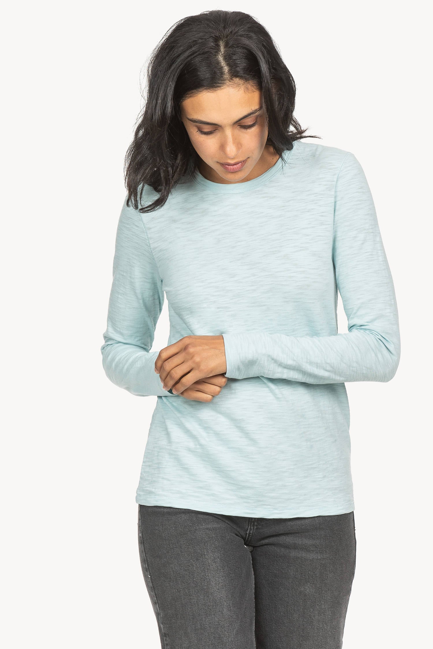 Long Sleeve Crew Womens Top Steel Blue A1