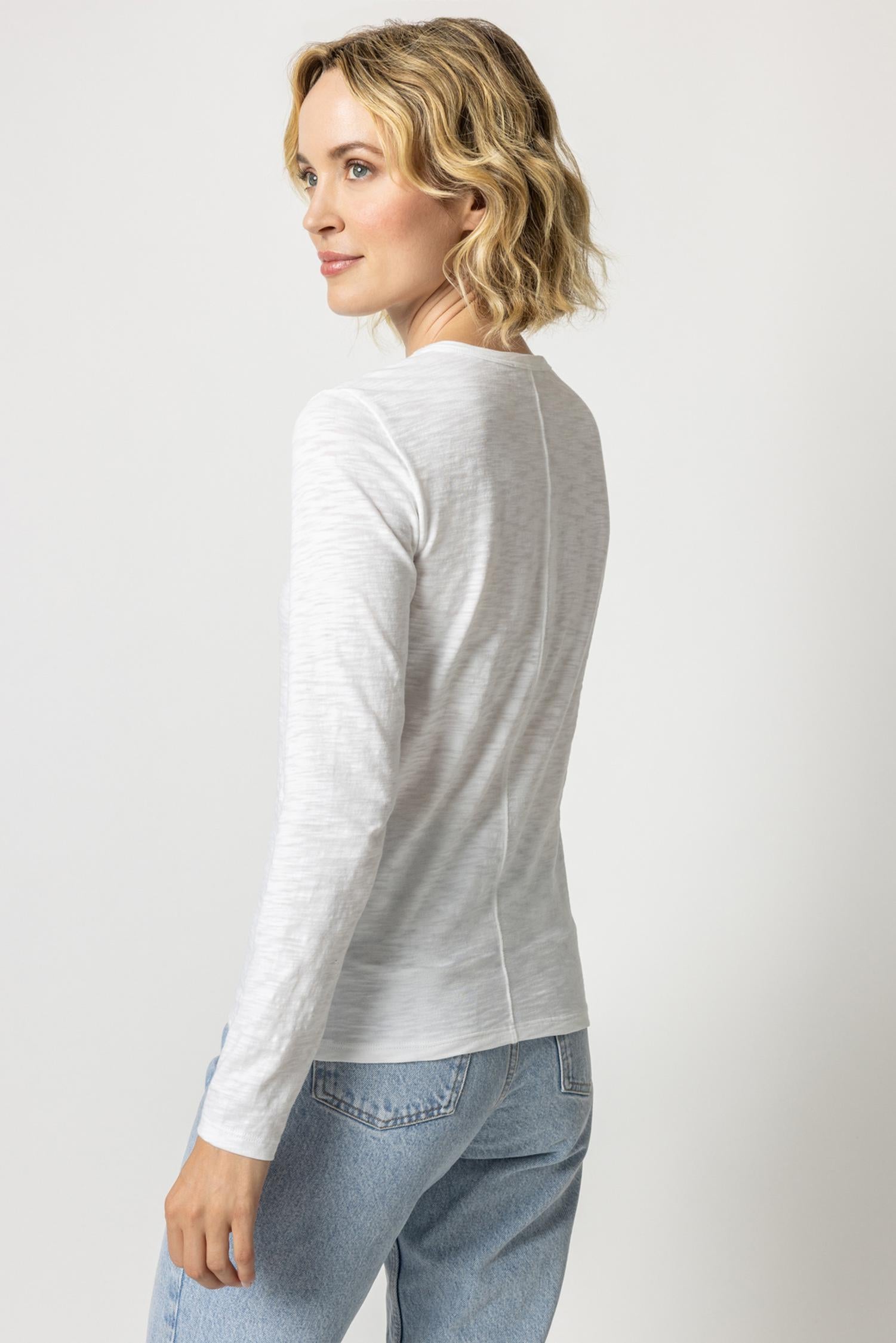 Long Sleeve Crew Womens Top White A2