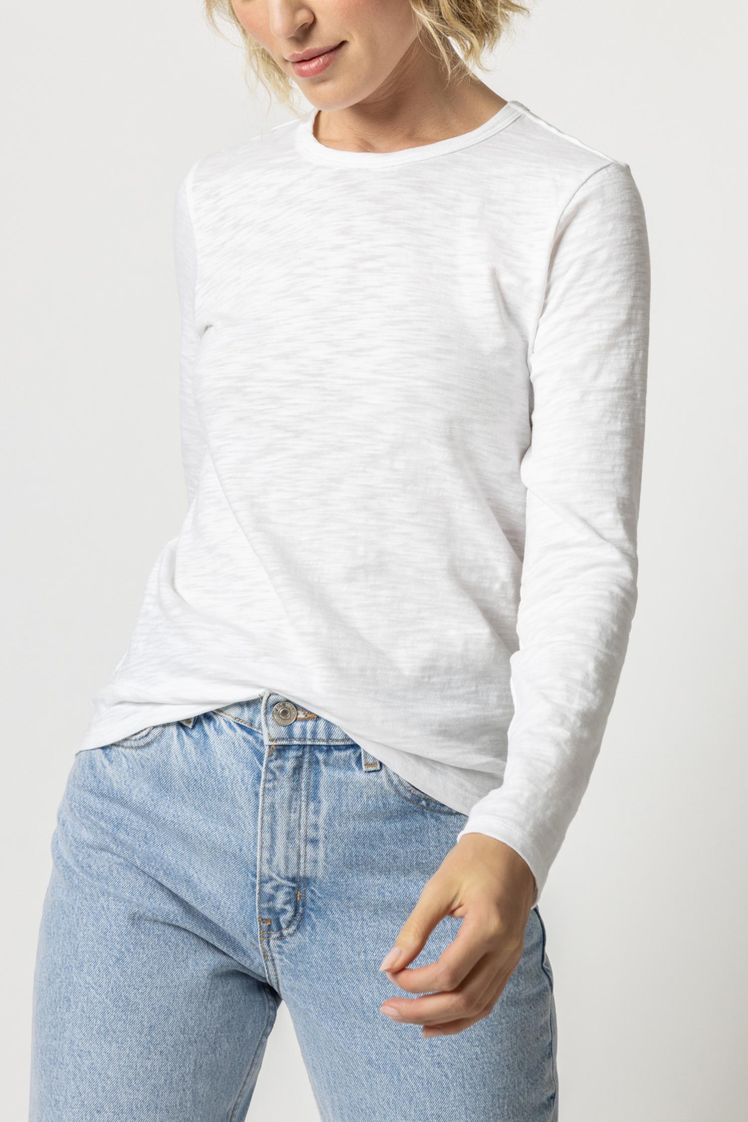 Long Sleeve Crew Womens Top White A3