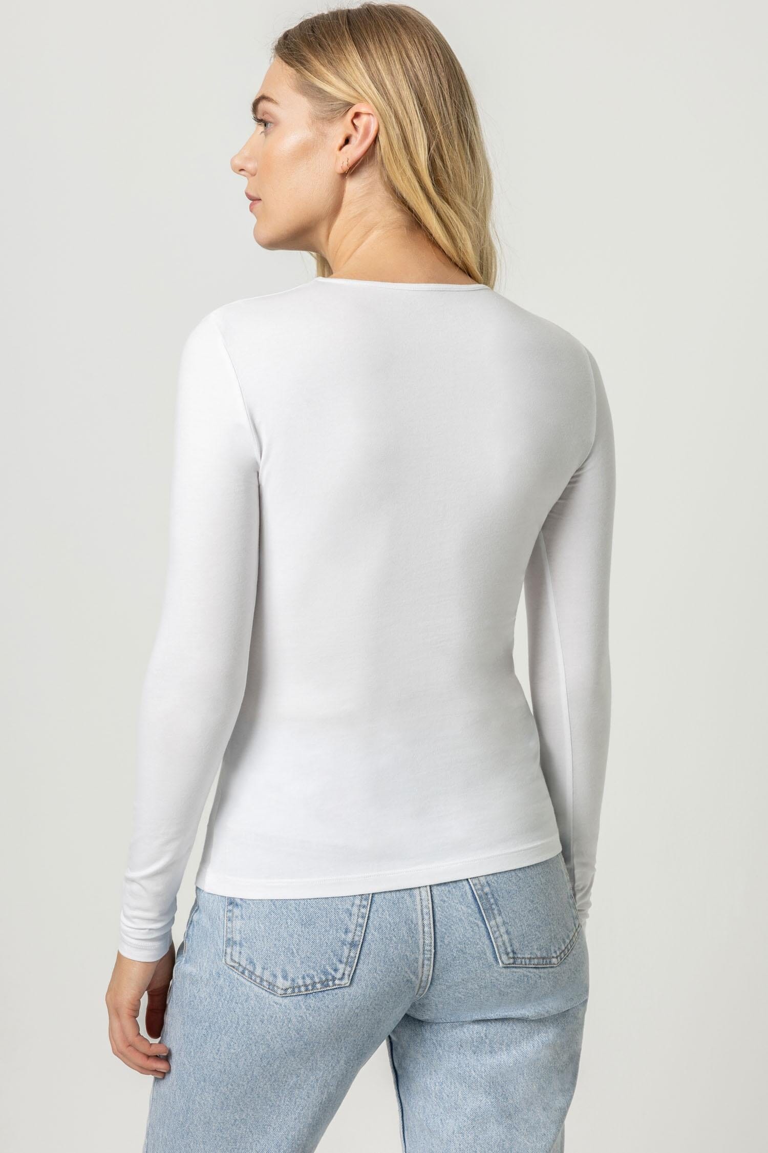 Long Sleeve Crew Tee Womens Top White A2