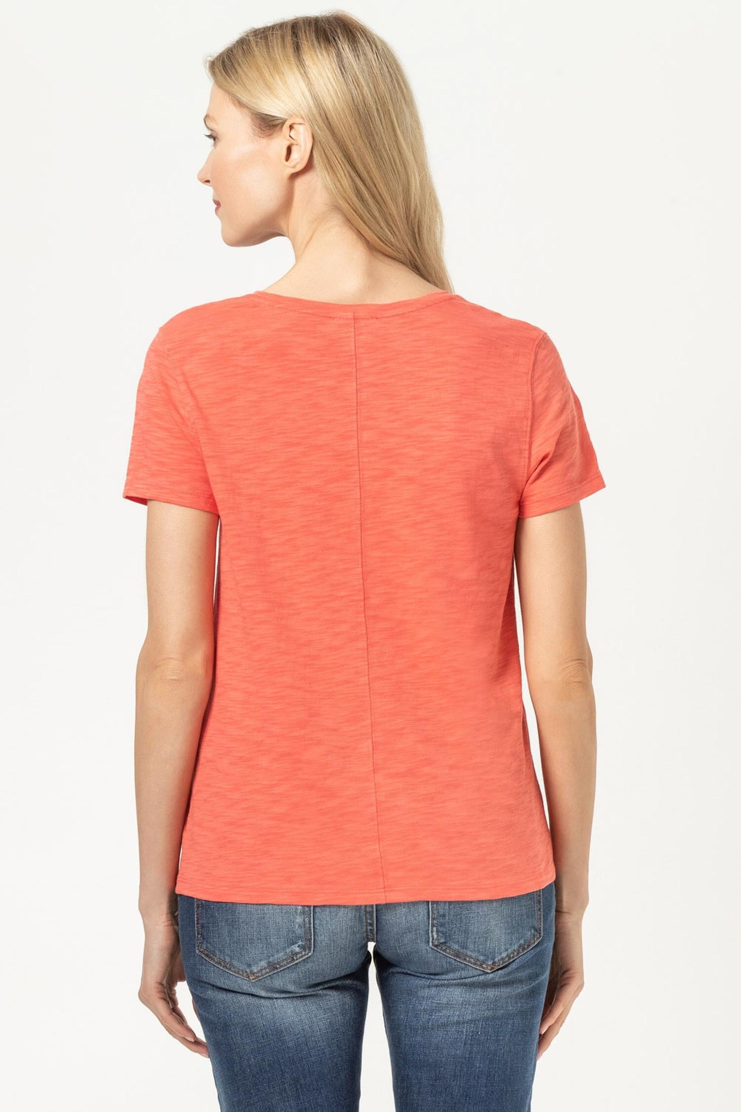 V-Neck Short Sleeve Back Seam Tee Womens Top Sunkist A2