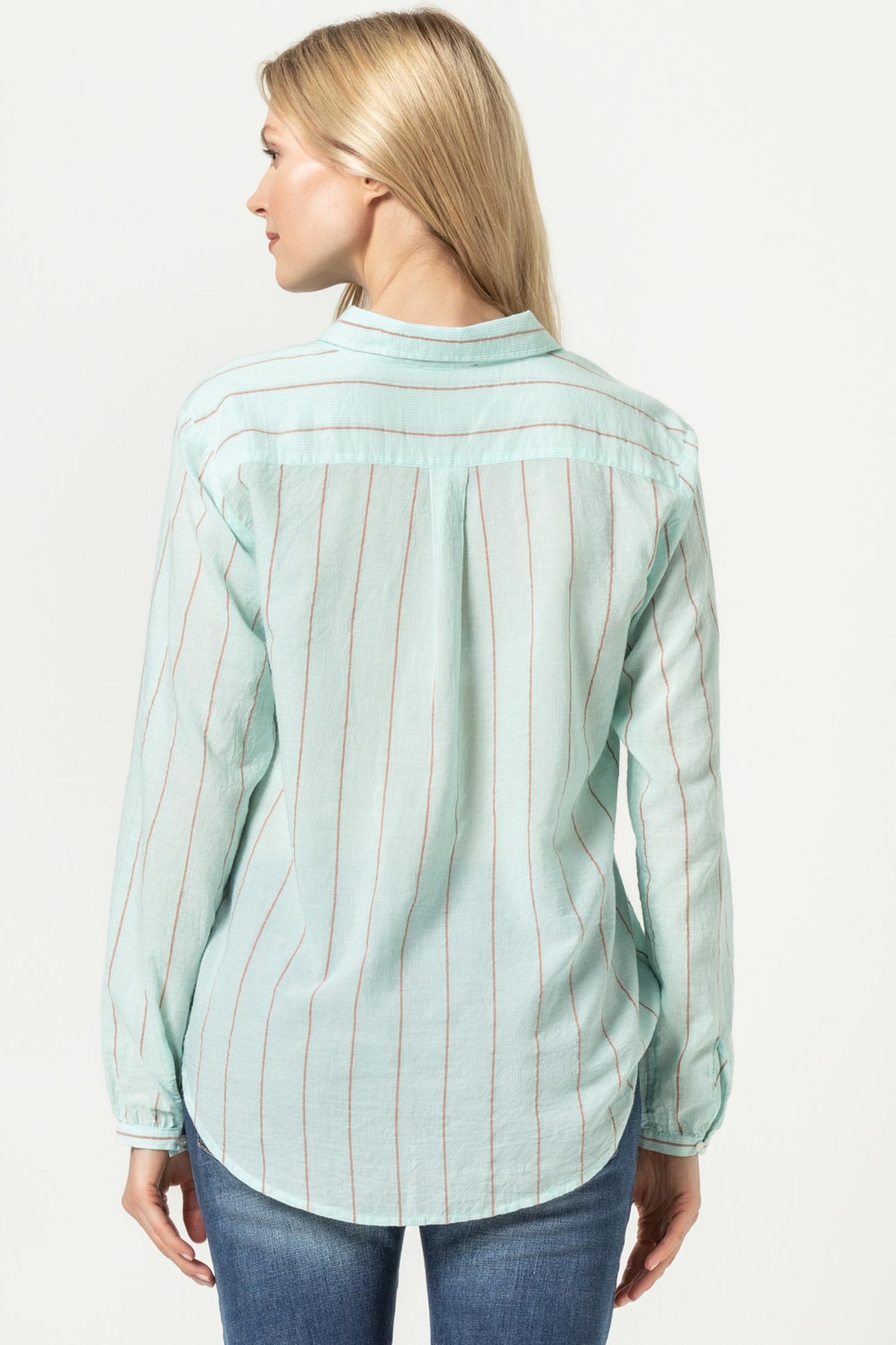 Boyfriend Button Down Womens Top Carob Stripe A2