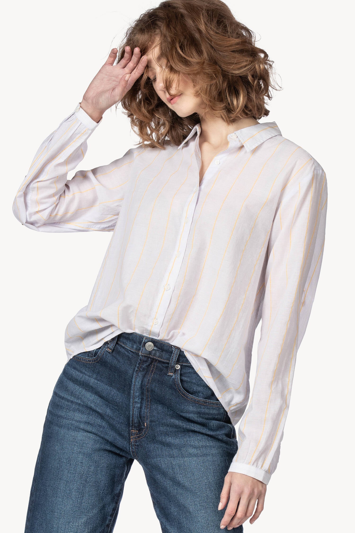 Boyfriend Button Down Womens Top Lily Stripe A6