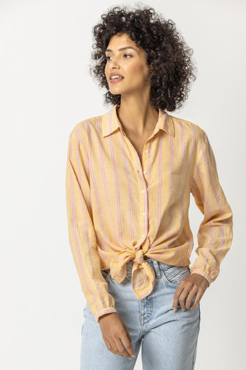 Boyfriend Button Down Womens Top Sorbet Stripe A1