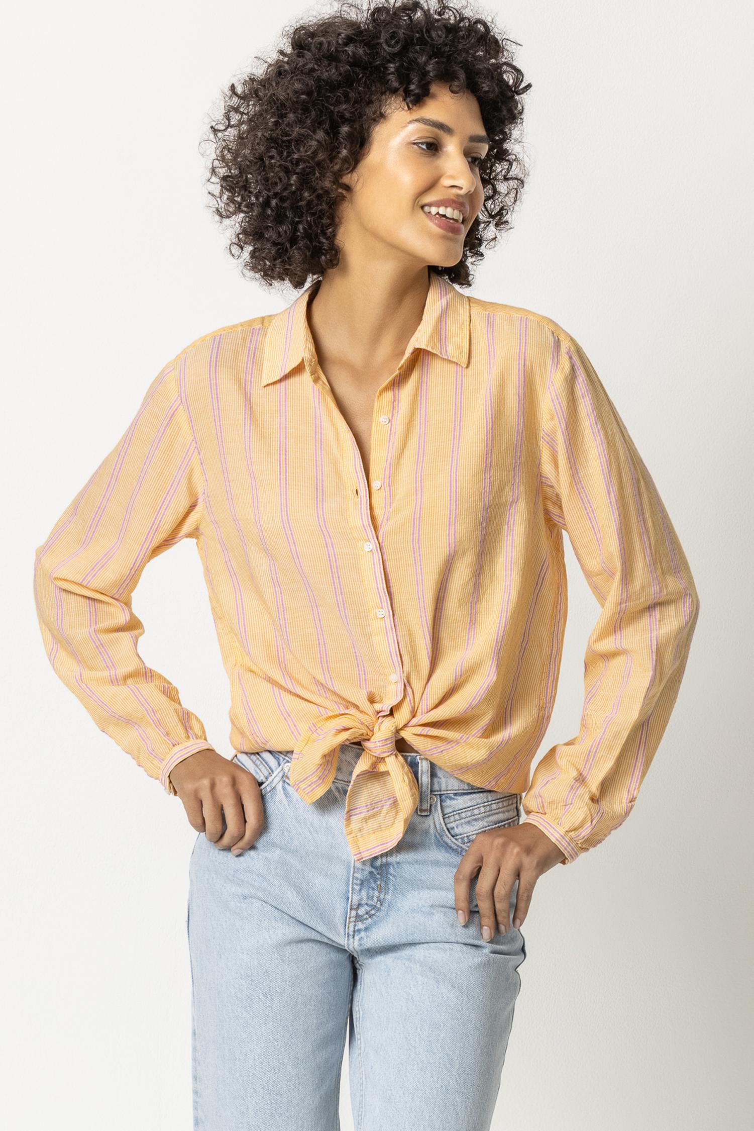 Boyfriend Button Down Womens Top Sorbet Stripe A6