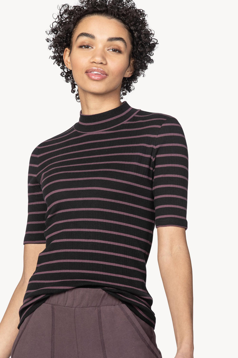 Elbow Sleeve Mock Neck with Snaps