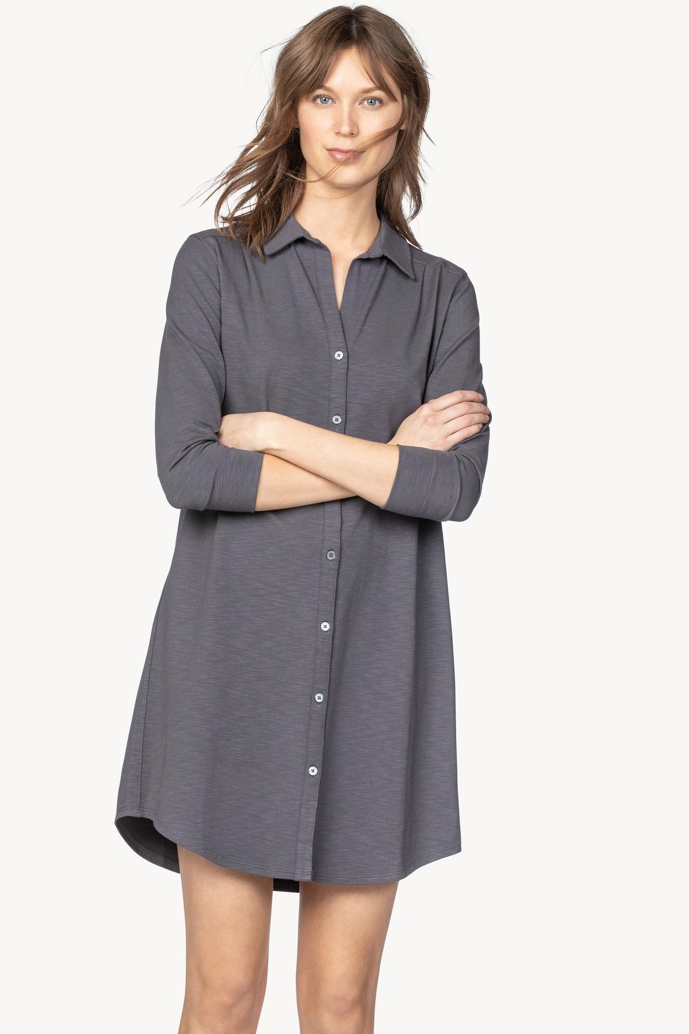  PATLOLLAV Women's Button Up Shirt Dress Loose Casual