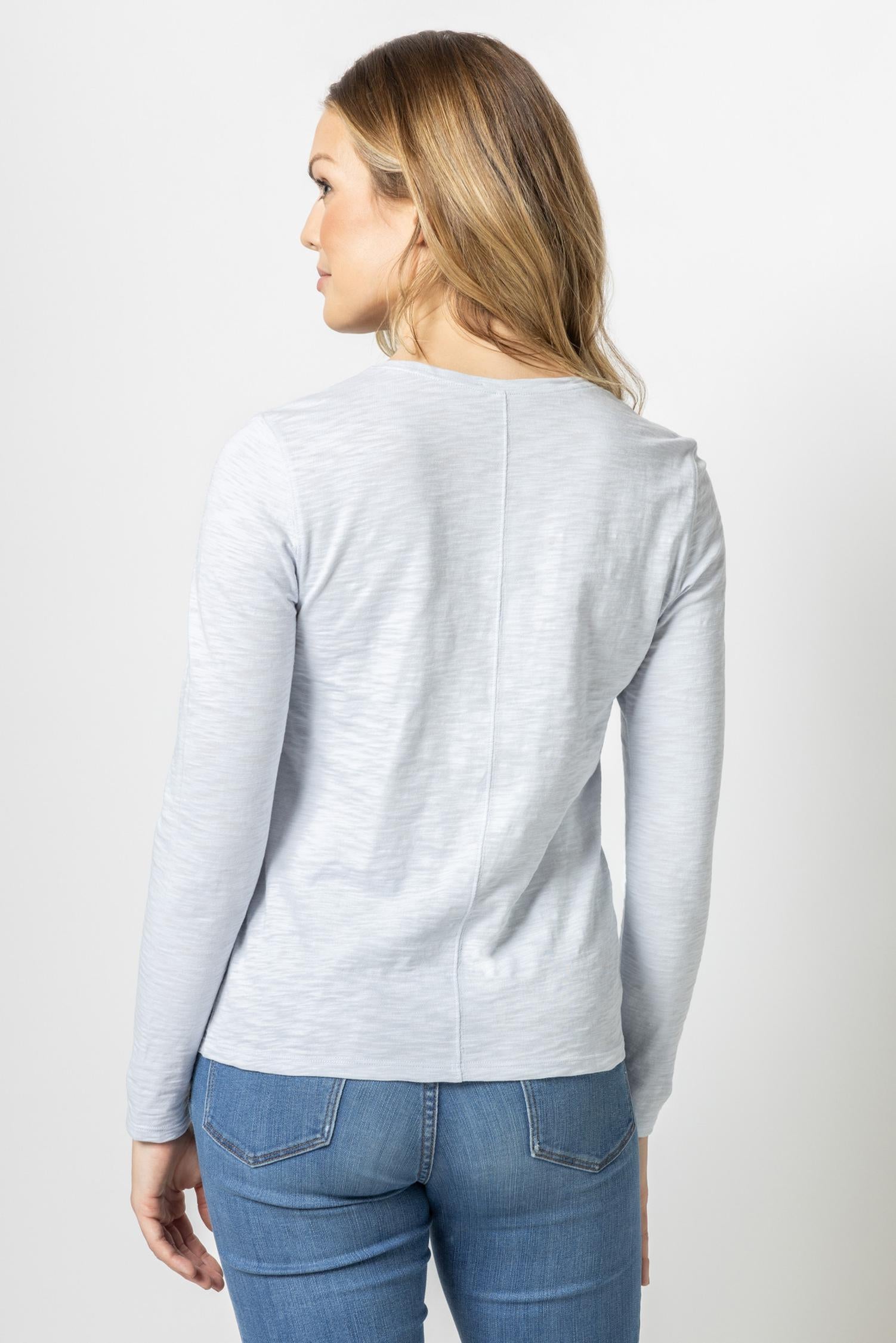 Back Seam Long Sleeve V-Neck Womens Top Iceberg A2