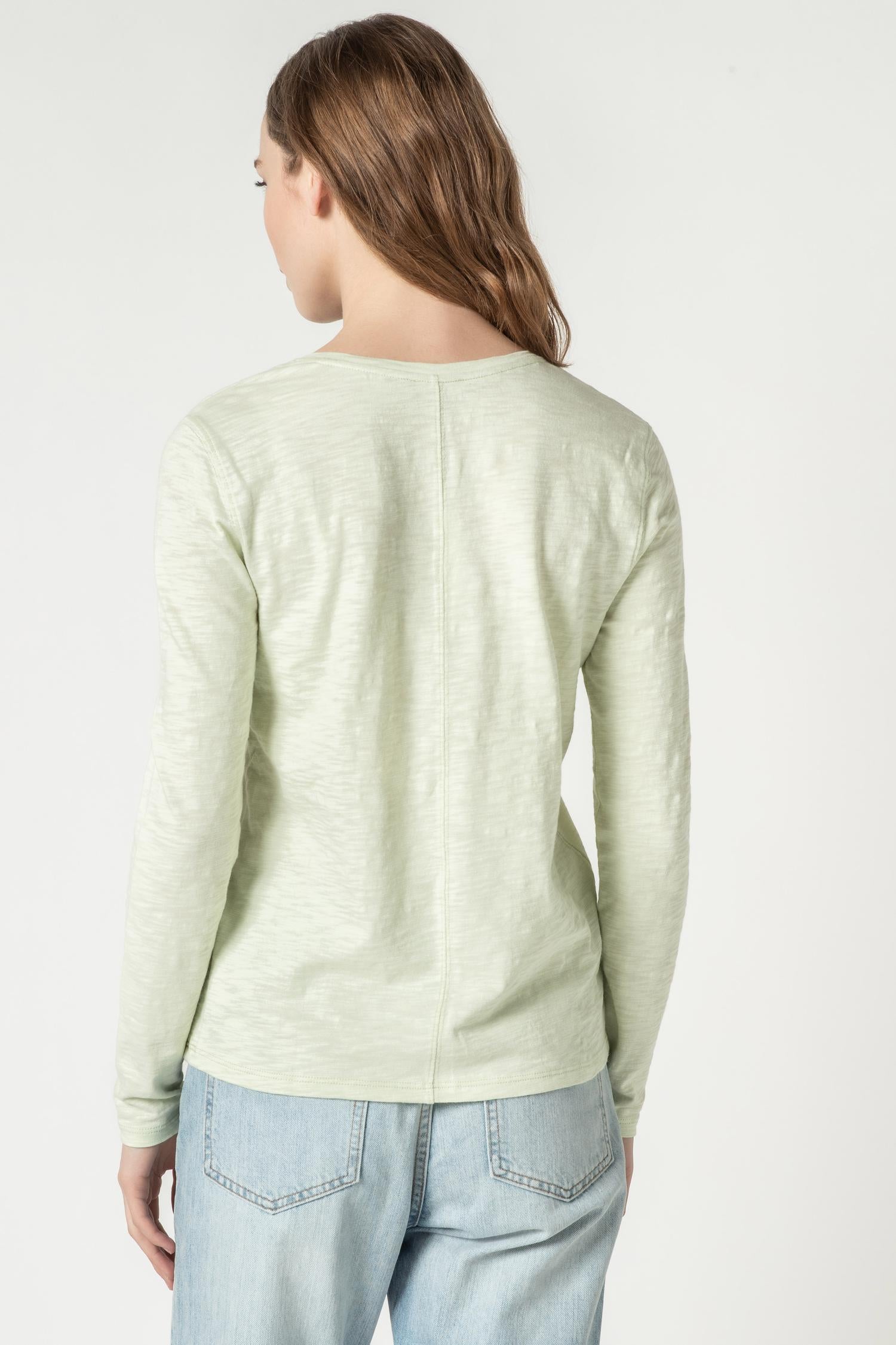 Back Seam Long Sleeve V-Neck Womens Top Meadow A2