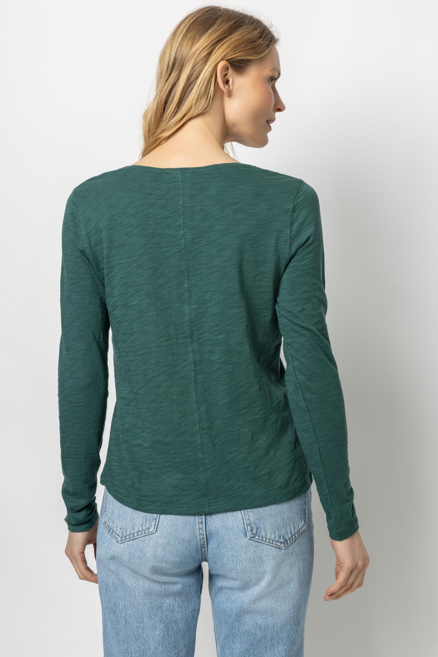 Back Seam Long Sleeve V-Neck Womens Top Mallard A2