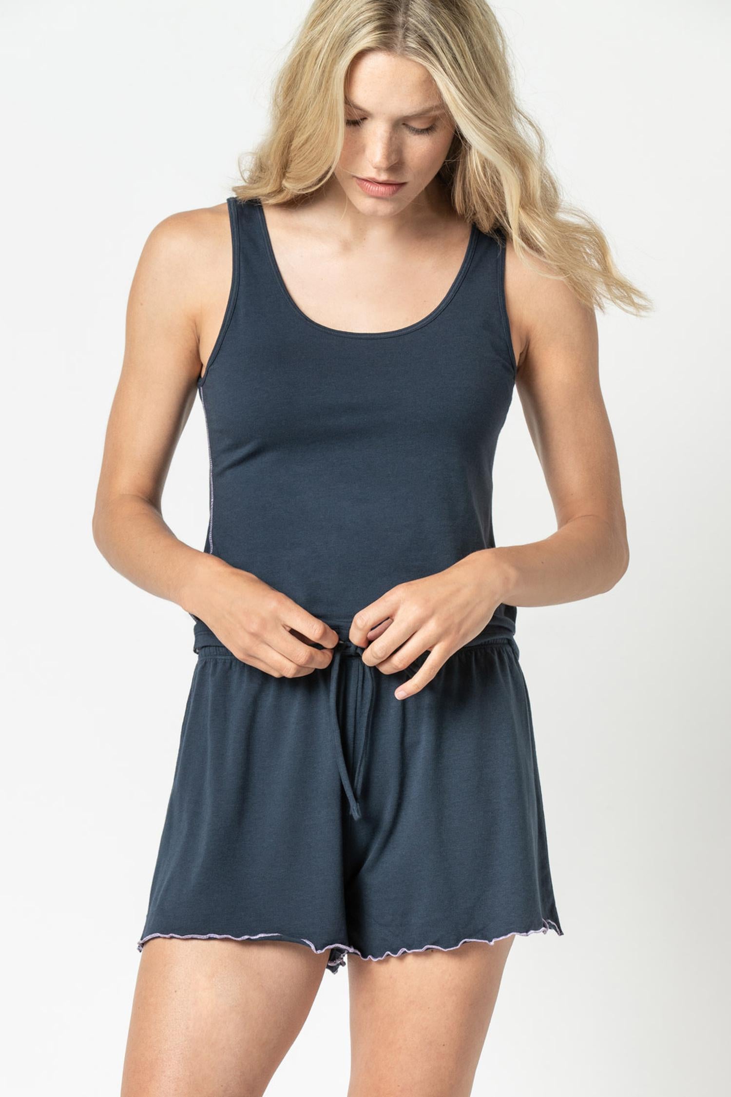 Tank / Short Set Womens Top Dark Navy A5