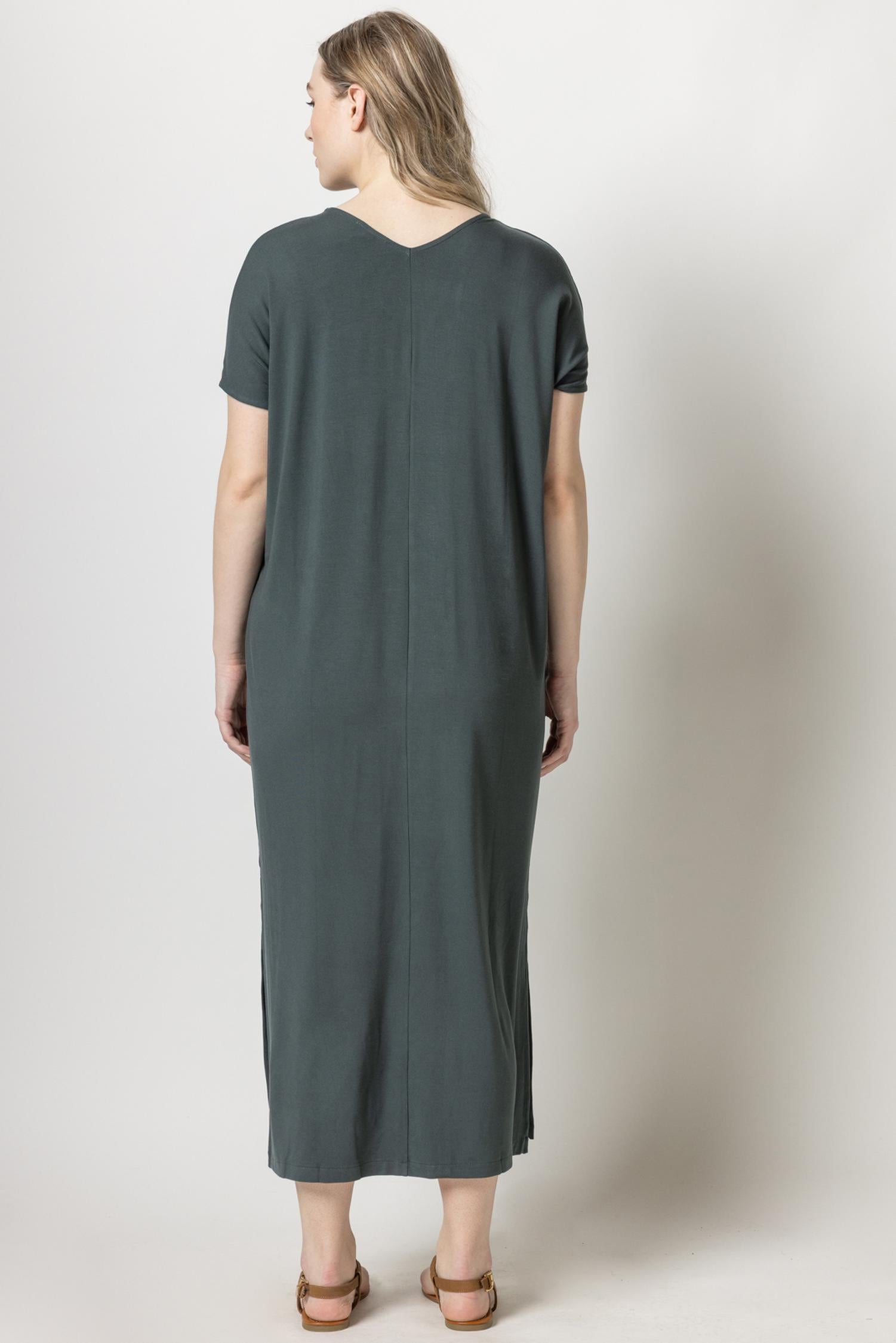 Double V-Neck Maxi Dress Womens Dress Mineral A7