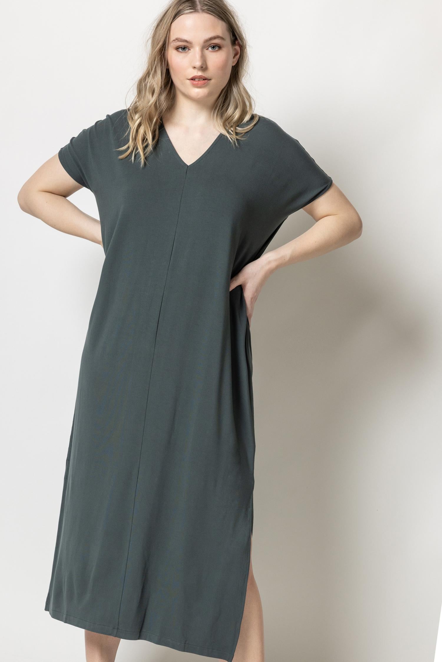 Double V-Neck Maxi Dress Womens Dress Mineral A8