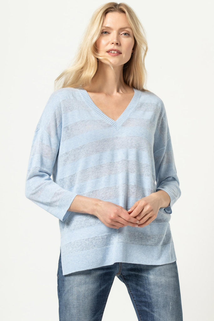 PJ RIB-TEXTURED V-NECK SWEATER TUNIC