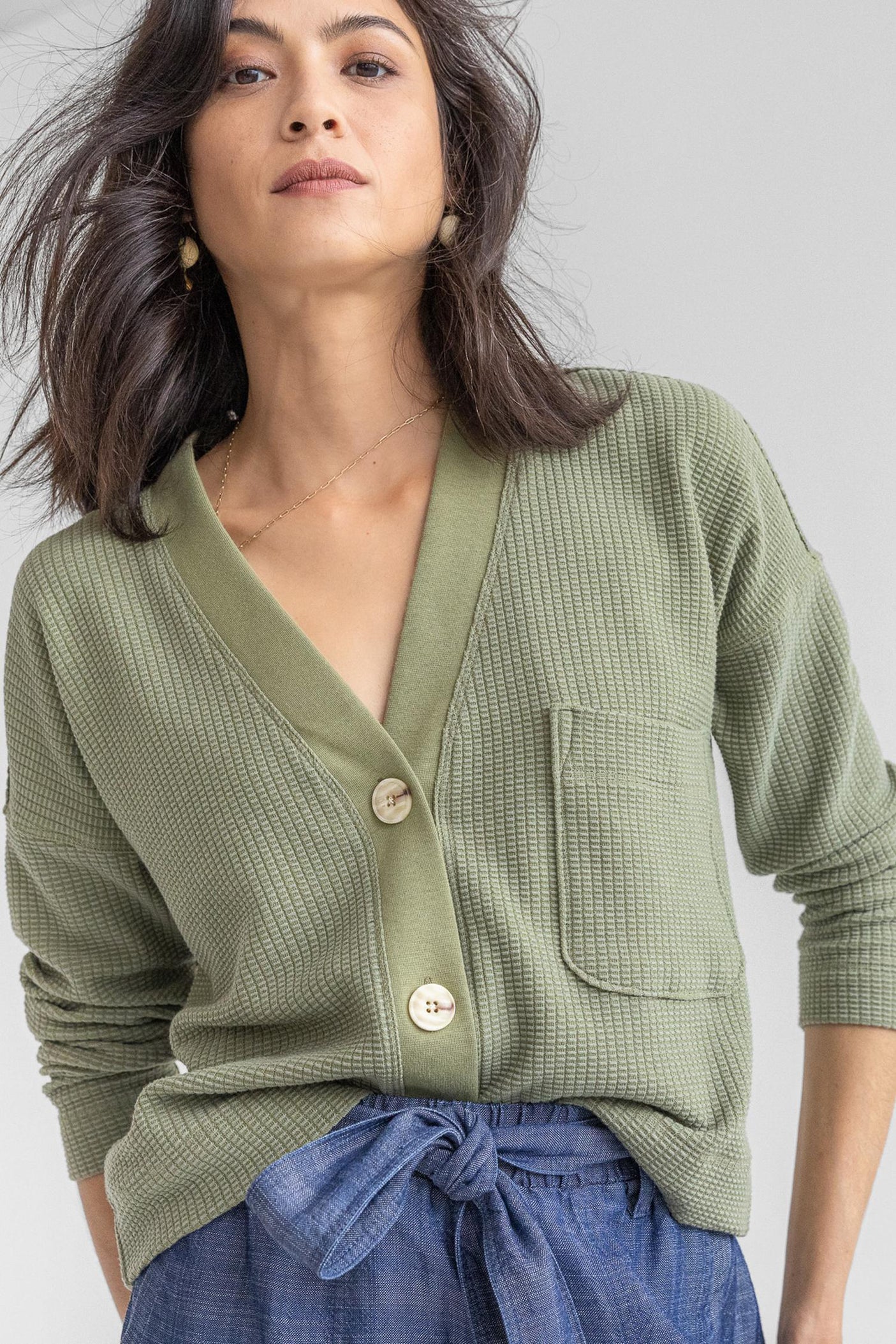 Button Front Pocket Cardigan