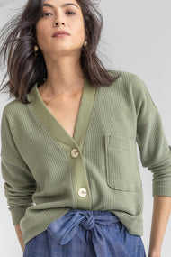 Button Front Pocket Cardigan
