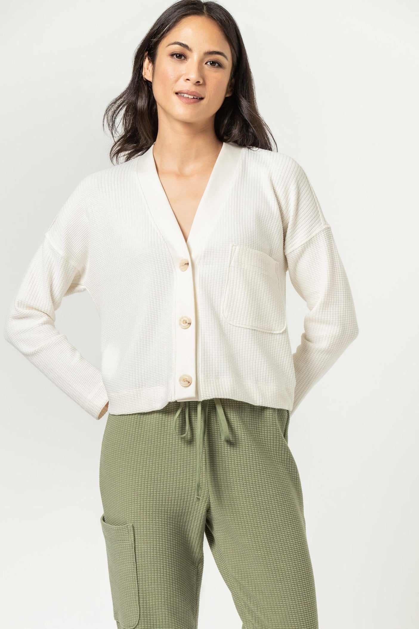 Button Pocket Front Cardigan