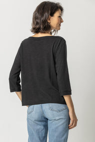 3/4 Sleeve Seamed Boatneck