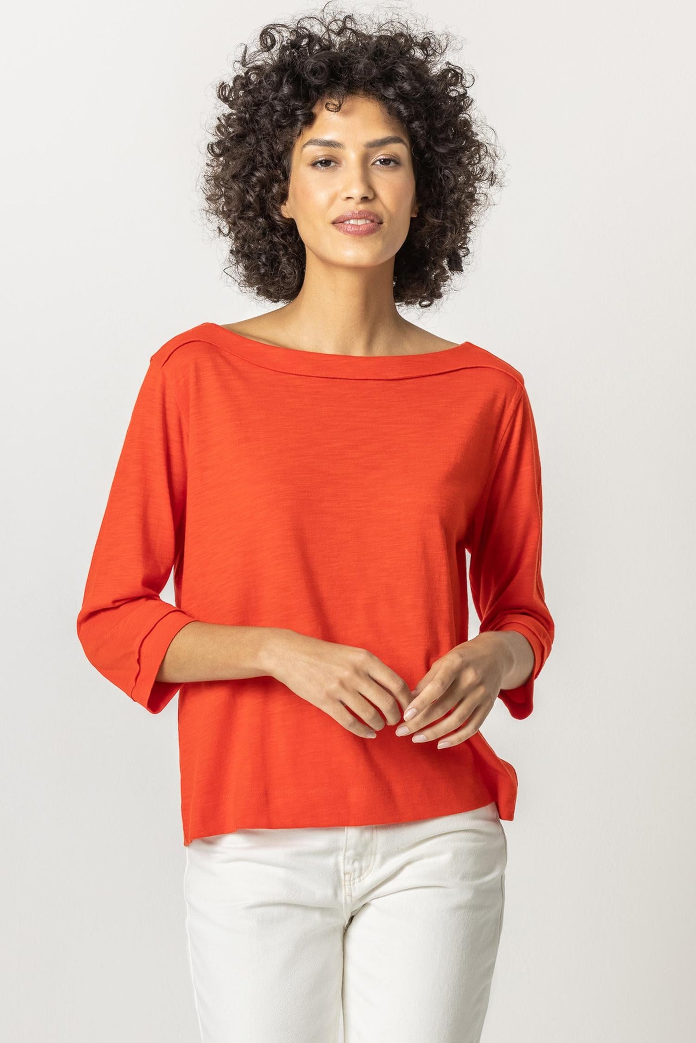 3/4 Sleeve Seamed Boatneck