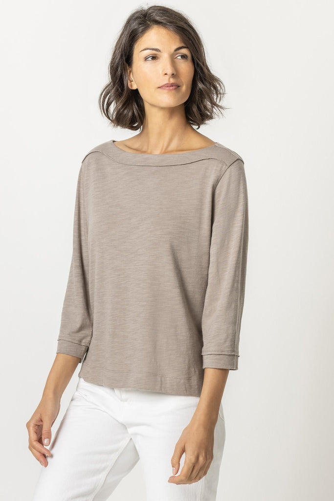 3/4 Sleeve Seamed Boatneck